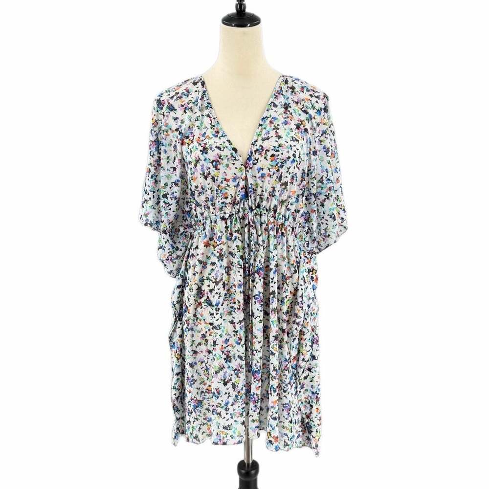 Gottex White Multicolor Abstract Mesh Swimsuit Pool Dress Beach Summer Coverup